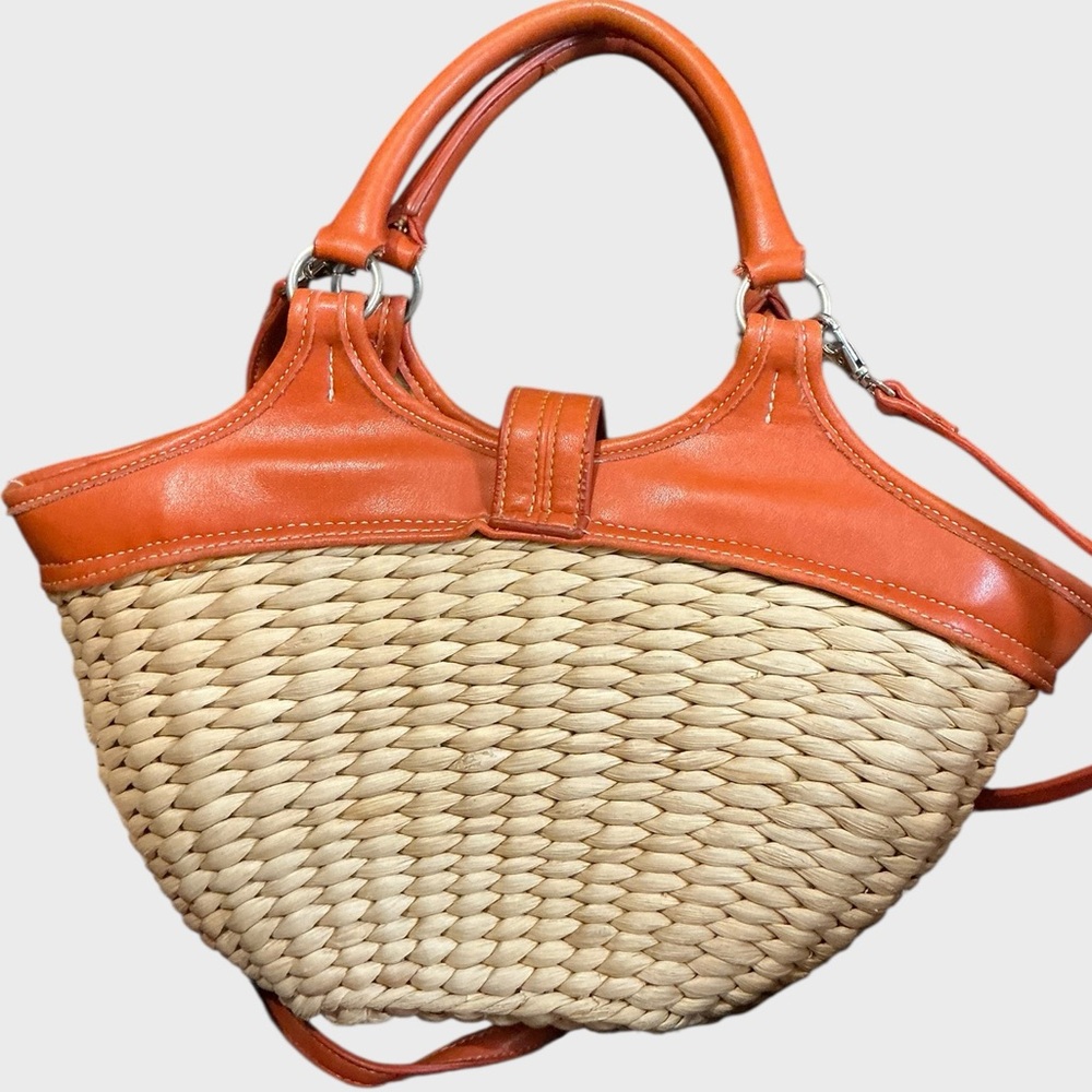 Ego Straw Beach Bag Orange Floral Crossbody Tote Boho Cottagecore - Picture 4 of 9
